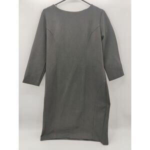 NEW YORK & COMPANY Womens Size 10 Grey Sheath Dress 3/4 Sleeve‎ Piping